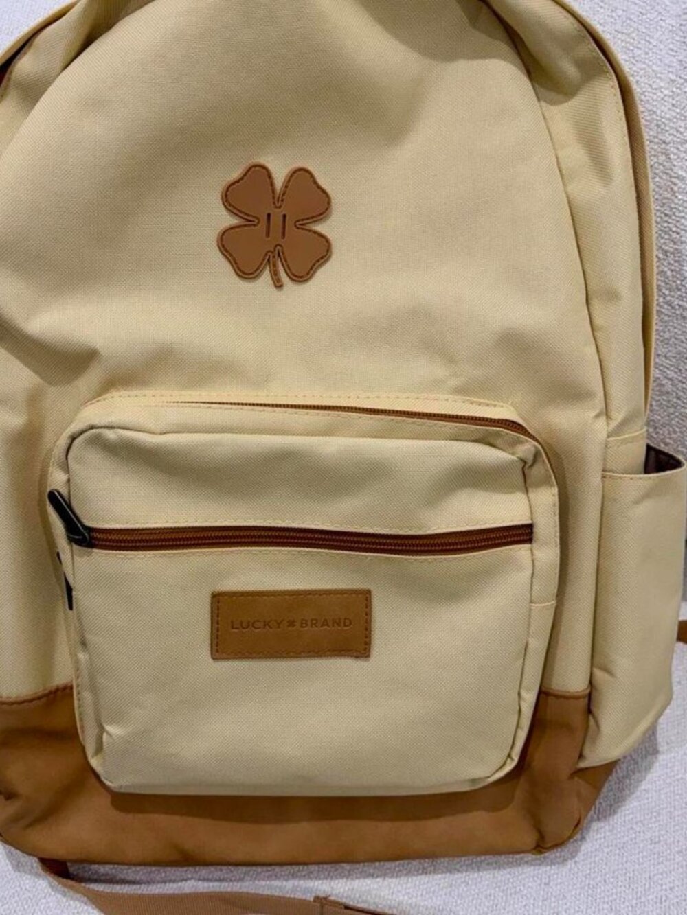 Lucky Brand Yellow & Tan Backpack Brown Clover Logo